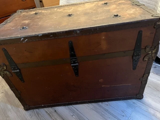 Baúl vaporero tapa plana patente marzo 1880s Foto 4 de 4