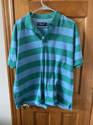 Joseph Turner Men's Polo Shirt Short Sleeve Blue Green Striped Size L ...