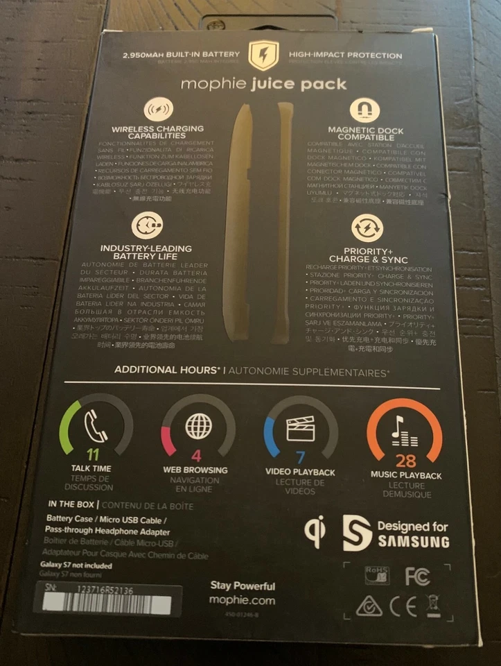 MOPHIE Juice Pack Wireless Charging 2950mAh Battery Case Samsung Galaxy S7 - NEW - Image 2 of 4