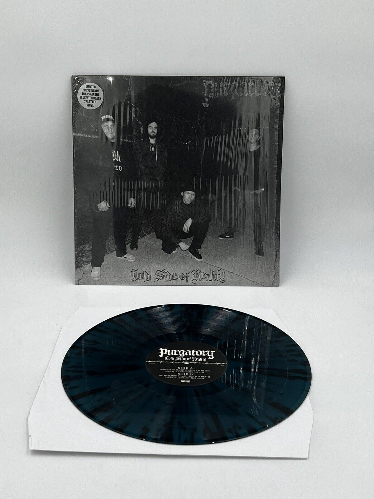 Purgatory “Cold Side Of Reality” Blue With Black Splatter Record Vinyl 12”