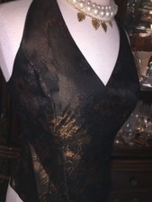 METALLIC TOP Dress Party DAVIDS BRIDAL SZ 10 M EVENING Halter NWT $79 Brown