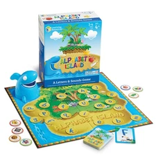 Alphabet Island Shark Game Educational Interactive Learning Board Game 60 Pieces