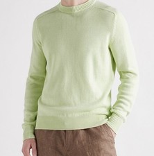 LORO PIANA Men  s  Cotton  Silk Knit Crewneck Sweater  Light Green 50 IT 1145 