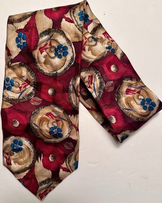 Vintage 100% Silk Jerry Garcia (grateful Dead) Red Abstract Flowers Neck Tie