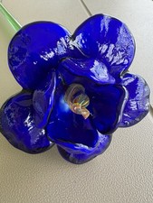 Hand-Blown Art Glass Long-Stem Flower Sculpture with Twisted Stem — listing 4