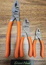 *NEW * Snap On Tools 3 Pc Orange Plers Set