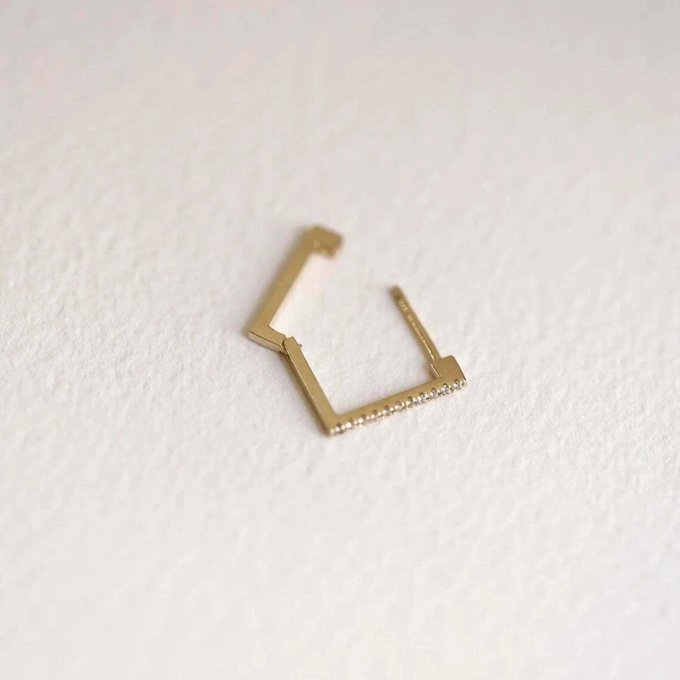 1 kt runder simulierter Diamant Damen quadratischer Creolen 14 kt Gelbgold pl... - Bild 2 von 4