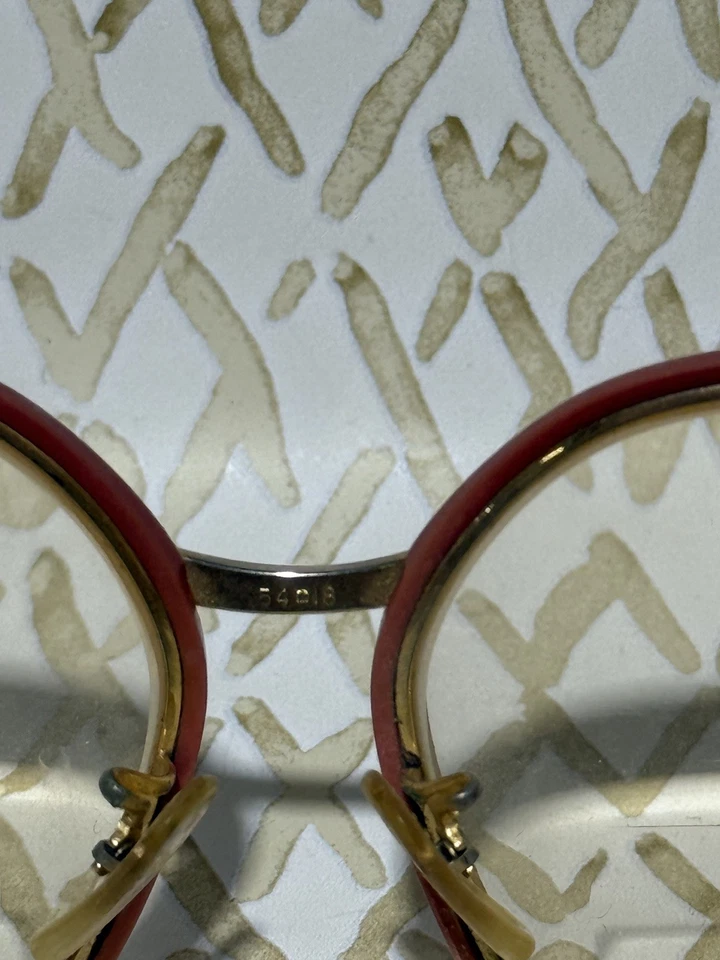 Vintage RETRO Tura Eyeglasses Frames 54-18 Frames Drop Arm Red Pink - Image 3 of 4