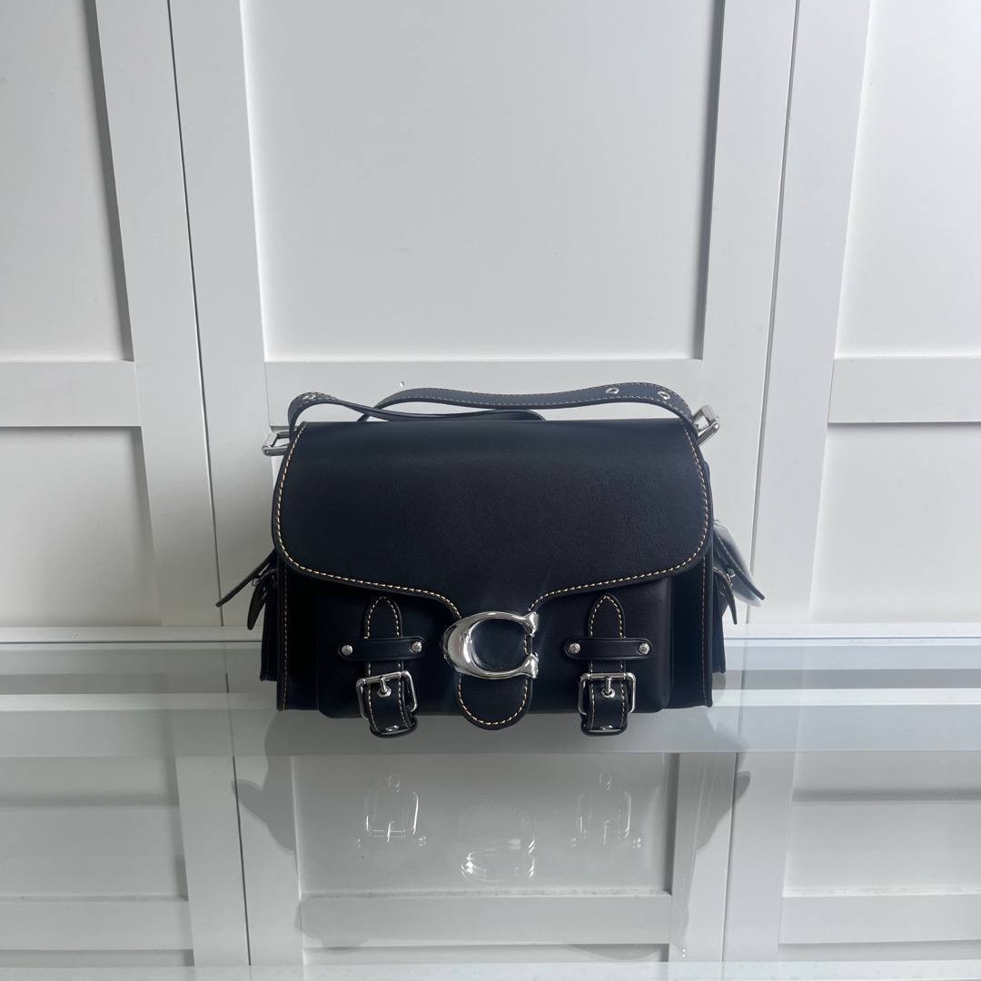 COACH Cargo Soft Tabby Black Leather Shoulder Bag CT721 Outlet for