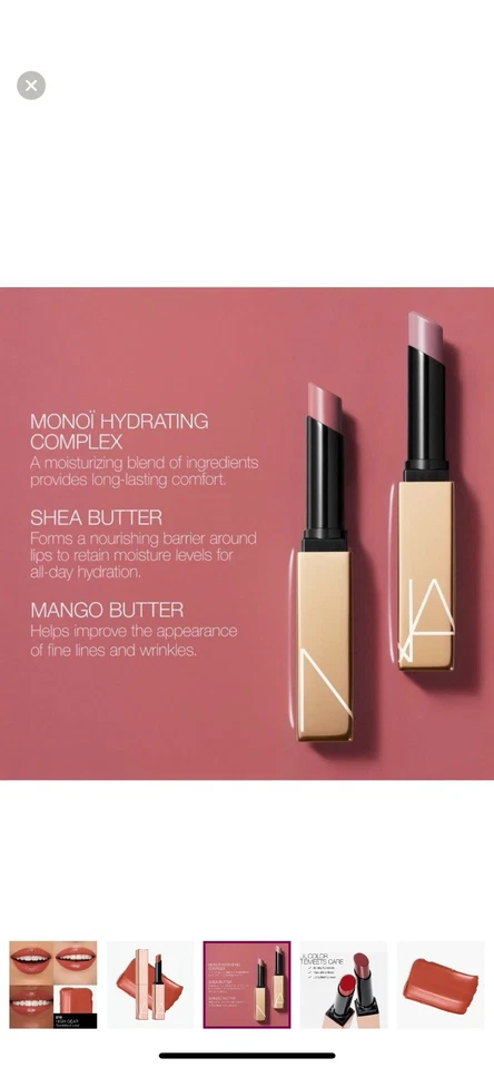 NARS Afterglow Sensual Shine Hydrating Lipstick - HIGH GEAR (coral) NEW IN BOX - Image 3 of 4