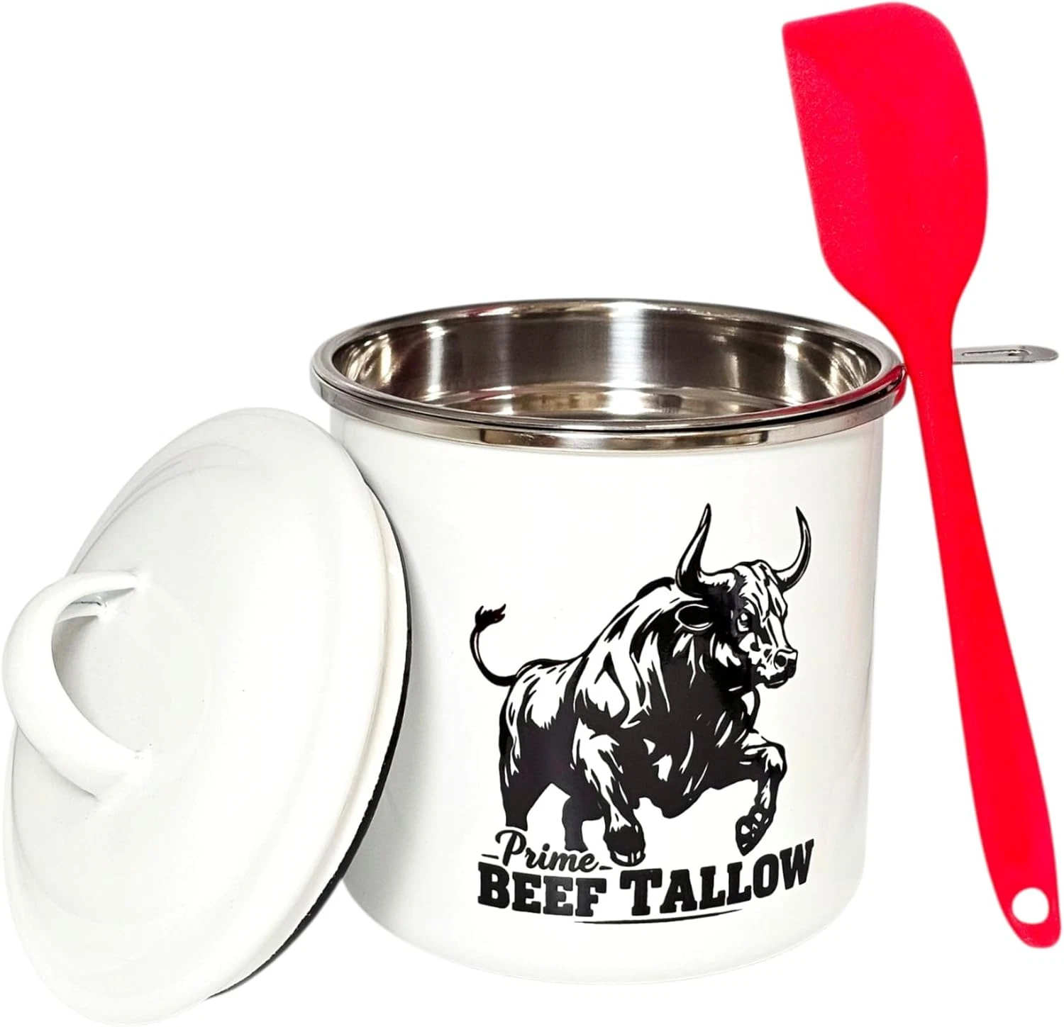Beef Tallow Container with Strainer for Fat Storage – 40 Floz – 1.1 L – Bacon Gr