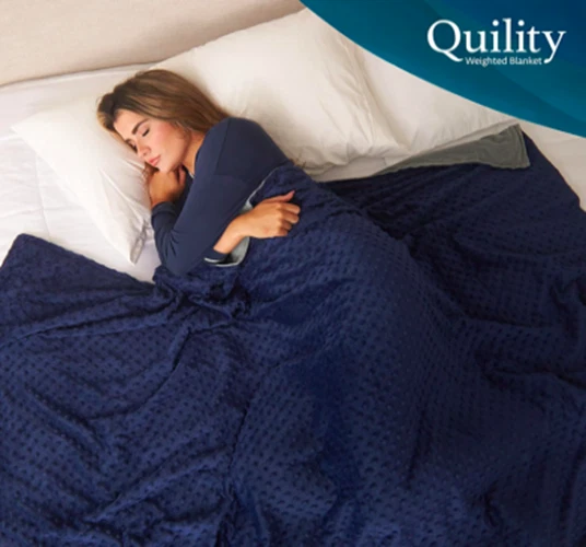 Quility Weighted Blanket for Adults with Cover (12 LB 48 x 72) Blue - Image 2 of 4