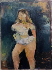 Oil Painting Female Figure Cubism Americana 18"x24" Canvas Original BVC