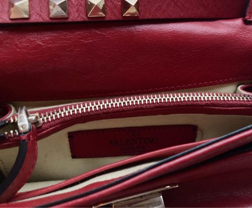 VALENTINO GARAVANI Rockstud Leather Shoulder Bag Red Women used from japan - Picture 16 of 24