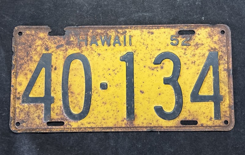 1952 - HAWAII - KAUAI-LICENSE PLATE