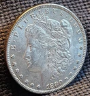 1880 Morgan Silver Dollar - Hot Lips Variety -Fineness .90 - AU Condition