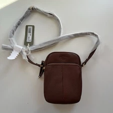 NWT American Leather Co Cleveland Mini Crossbody Bag Brown Pebbled Leather
