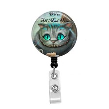We're All Mad Here, Cheshire Cat, Alice In Wonderland - Retractable Badge Holder