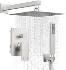 Shower System, Brushed Nickel Shower Faucet Set with 12-Inch Rain Showerhead ...