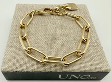 NEW Uno de 50 SER BRAVE 18k Gold Plated Chain Link Bracelet Size Large