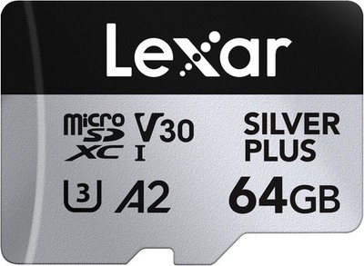 Lexar Silver Plus 64GB microSDXC A2 U3 V30 205MB/s 4K inkl Adapter