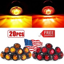 20x 34 Redamber Small Round Side Marker Led Lights Led Button Lamps Lorry 12v