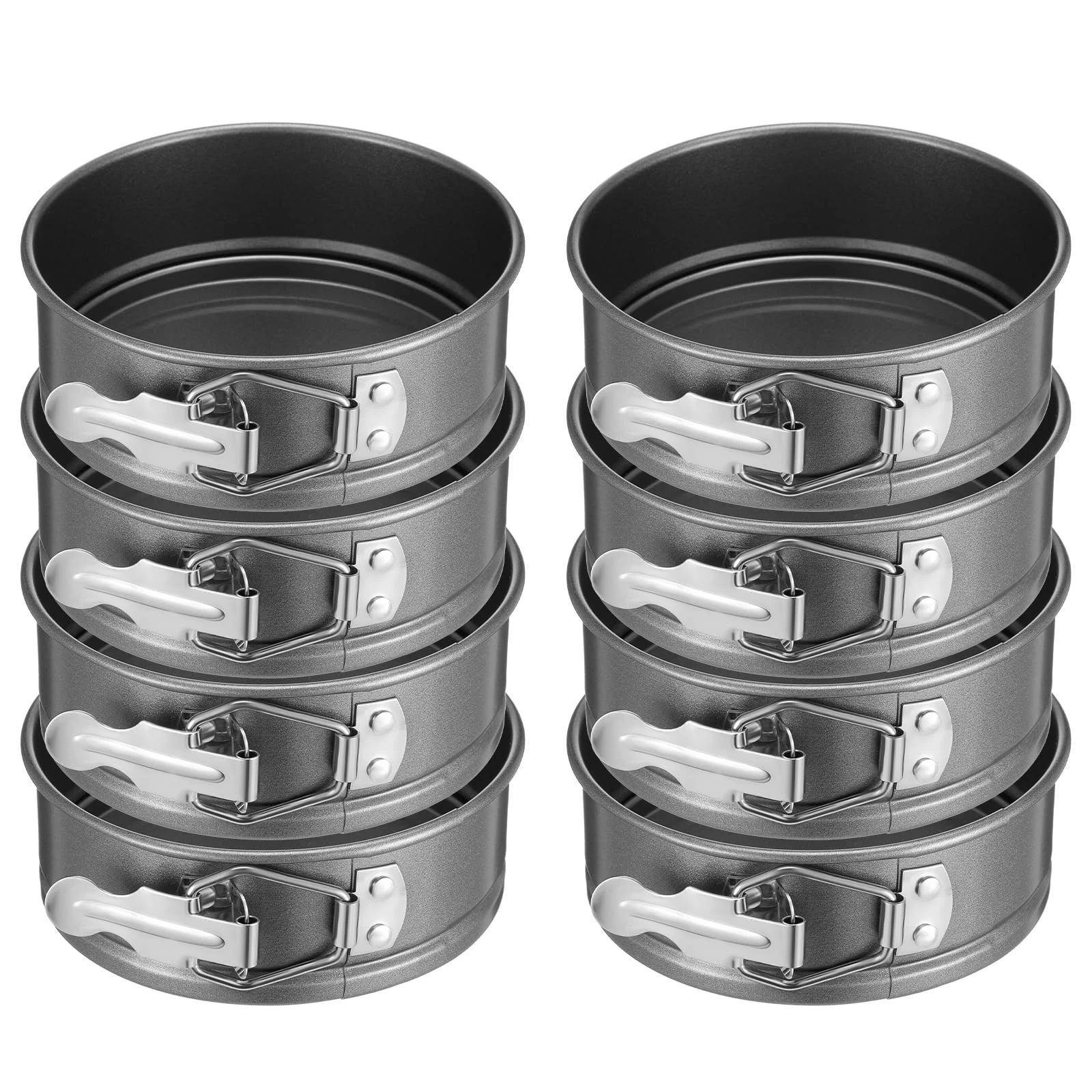 8 PCS 4.7 Inch Springform Pan Removable Bottom Nonstick Cheesecake Baking Black