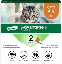 Advantage II Small Cat Flea Treatment Prevention Cats 5-9 lbs. 2 Doses NEW