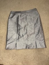 Women's Talbots Silk Wool Bl Summer Skirt Gray Solid Lined SZ 6p