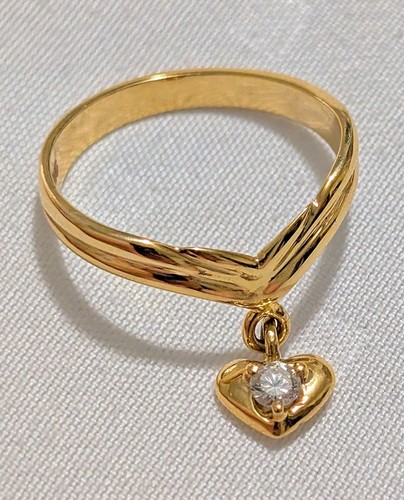 Natürlicher Diamant Herz Charm Ring in 14kt Gelbgold Gr.6 - Bild 7 von 9