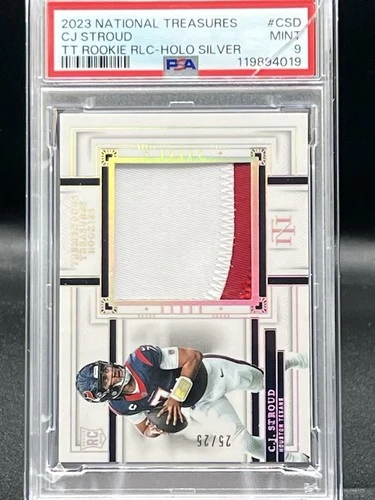 2023 National Treasure Cj Stroud Rookie Patch Holo Silver /25 PSA 9