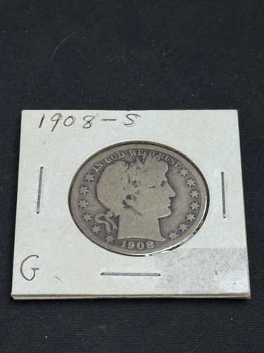 1908-S Barber Half Dollar – San Francisco Mint – Key Date – Good (G) 90% Silver