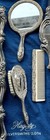 Vintage Silverplate Vanity 3-pcs Set Ornate Embossed Comb Brush Mirror 1950's — photo 1
