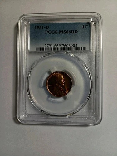 1951 D Lincoln Wheat Cent Uncirculated PCGS MS66 RD