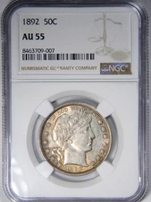 1892 BARBER HALF DOLLAR ~ NGC AU55 ~ PRICED RIGHT!