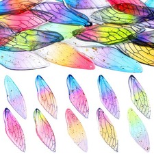 60 Pcs Butterfly Wing Charms Bulk Dragonfly Charm Insects Colorful Wing Resin...
