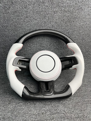 White Carbon Fiber Steering Wheel for Ford Mustang GT Shelby W/ Trim 2015-2017