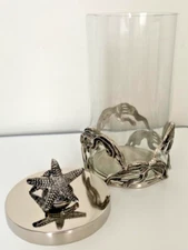 STAR HOME CLASSIC--SILVER ALUMINUM SHELL COVERED GLASS JAR IN LARGE SIZE