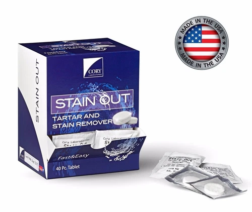 CORY LABS Ultrasonic Bio Enzymatic Stain Out Tartar, Stain Remover Tablets 40/bx