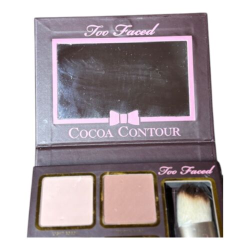 NIB Too Faced Cocoa Contour Highlight Palette Kabuki Brush free ship - Picture 6 of 7