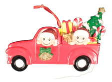 Christmas Personalized Tree Ornament Couple In Car 5 Inches Diameter