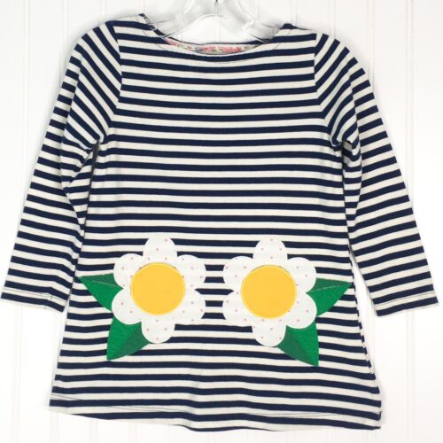 Mini Boden Blue White Striped Daisy Pocket Size 6/7 Long Sleeve - Picture 1 of 5