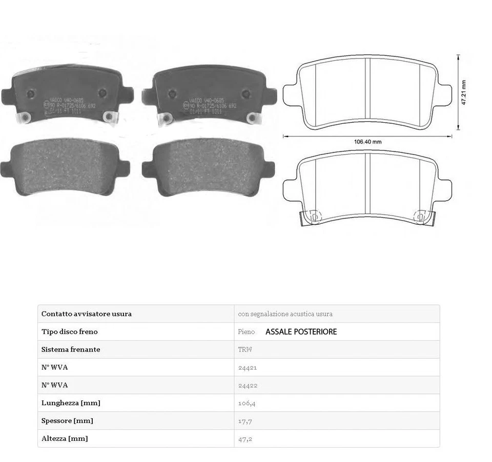 Set 4 Plaquettes de Frein Arrière Opel Insignia 1.4 Turbo 103KW Du 2011->671 - Photo 3/3