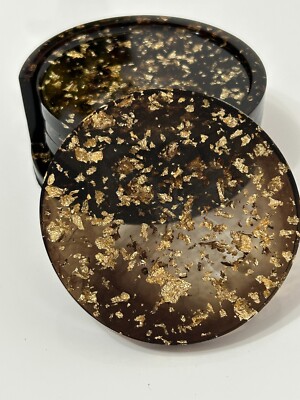5-teiliges Set handgefertigte elegante goldene und schwarze Untersetzer für Getränke/Wohnkultur, Geschenk