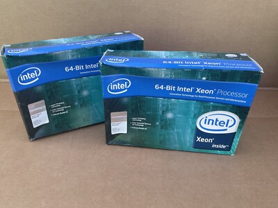 NEW PAIR 2007 INTEL XEON 64-BIT CPU 3.60 GHZ DUAL 604-PIN MICRO-PGA SL8P3