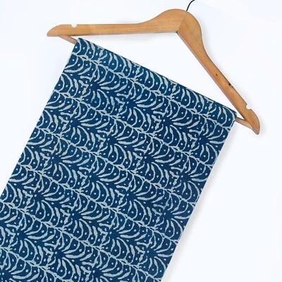 Tissu indien 100 % coton indien de 5 mètres imprimé à la main indigo pour la ... - Photo 1/4