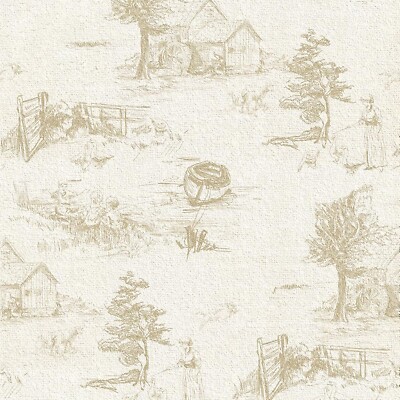 QUCHENG Monochrome Wallpaper Chinoiserie Style Wall Decor Toile de Jouy Lands...