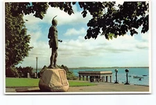 Statue Indian Chief Massasoit Plymouth Rock Harbor MA Chrome Postcard Unposted