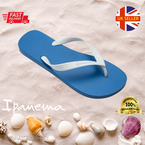 Hombre Chanclas Piscina Playa Sandalias de Dedo Azul Blanco Tira Ipanema | eBay