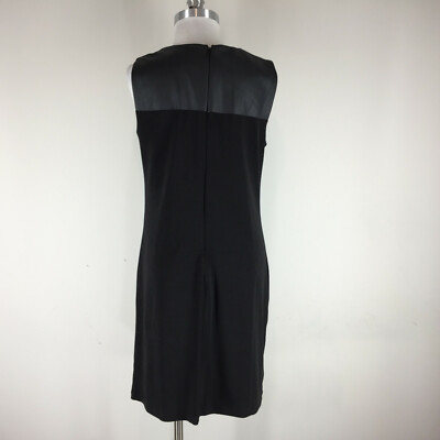 white house black market leather dress White House black market black Body Perfecting Faux Leather-Trim Sheath  dress 8